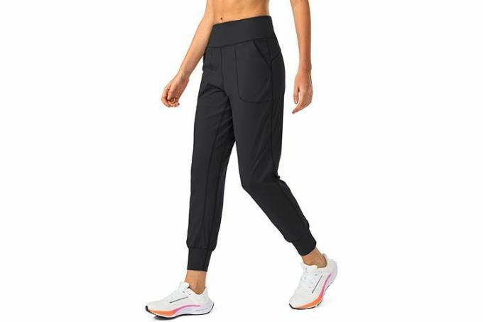 Calça de corrida feminina Soothfeel com bolsos com zíper cintura alta para exercícios atléticos e ioga