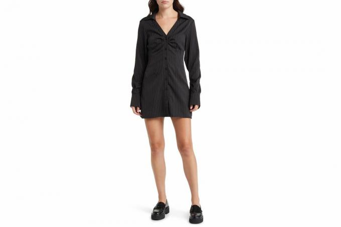 Black Friday Nordstrom MOON RIVER Pinstripe langermet skjortekjole