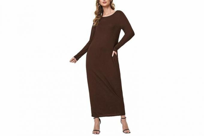 Amazon Verdusa Långärmad Långärmad Loose Long Lounge Maxiklänning med fickor för kvinnor